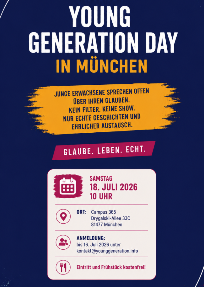 YOUNG GENERATION DAY IN MÜNCHEN | 18.07.2026 | GLAUBE. LEBEN. ECHT.